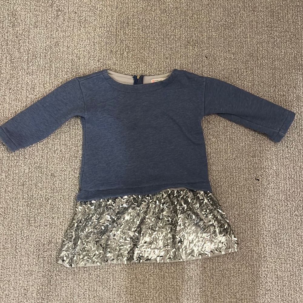 Crewcuts blue top with silver sequin skirt in Sz 4T